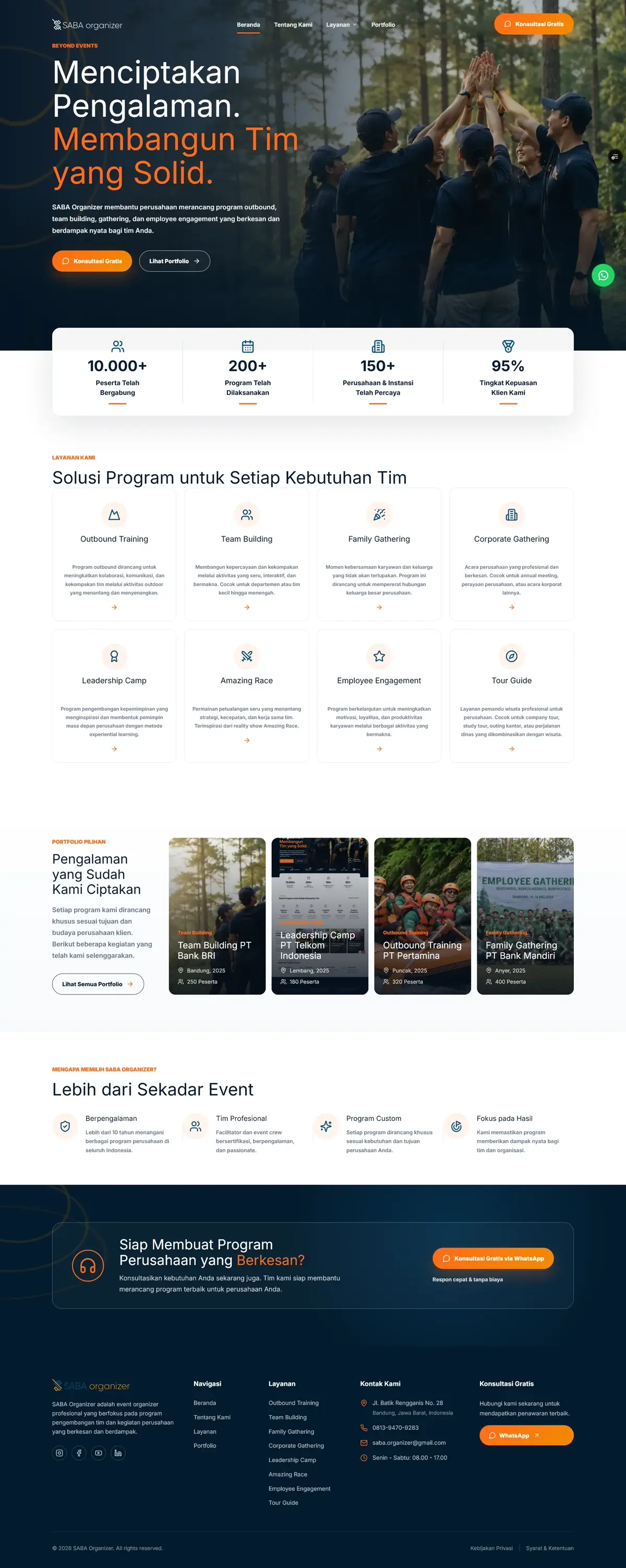 Saba Organizer — Corporate Event Website